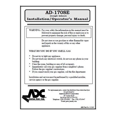 AD-170-SE INSTALL. / OPER. MAN.